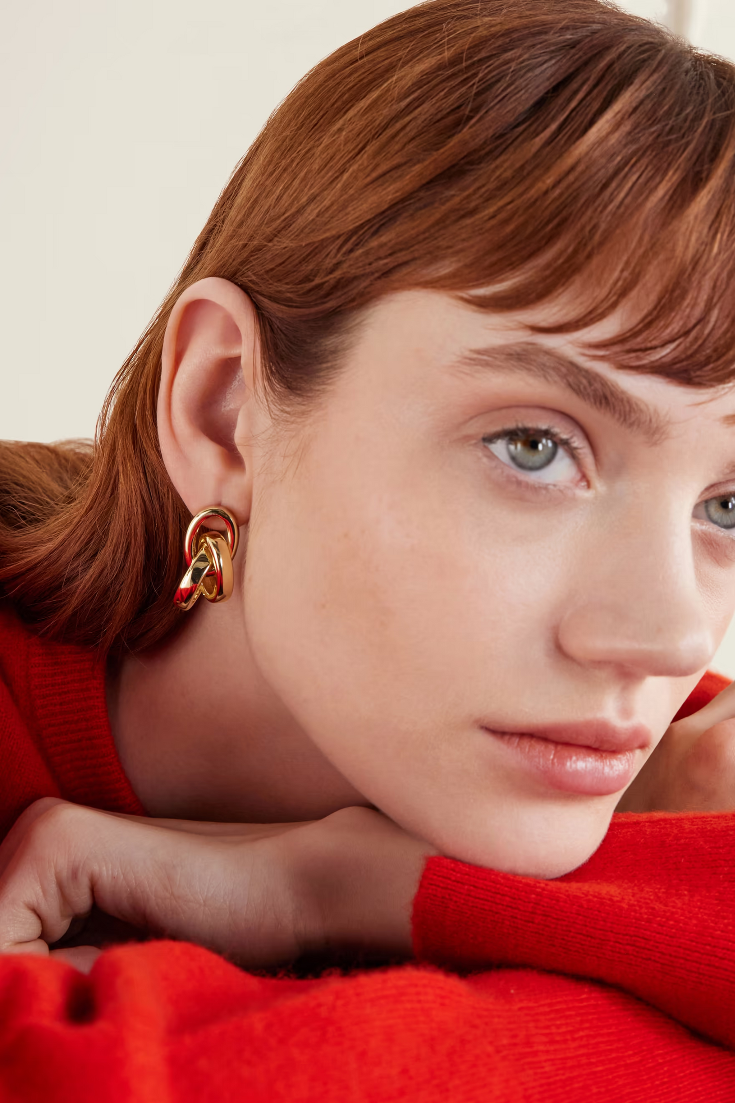 Triple Link Gold-tone Earrings