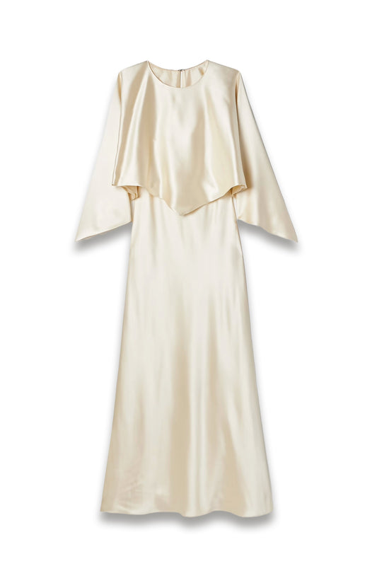 Larys Layered Asymmetric Cape-effect Silk-charmeuse Maxi Dress