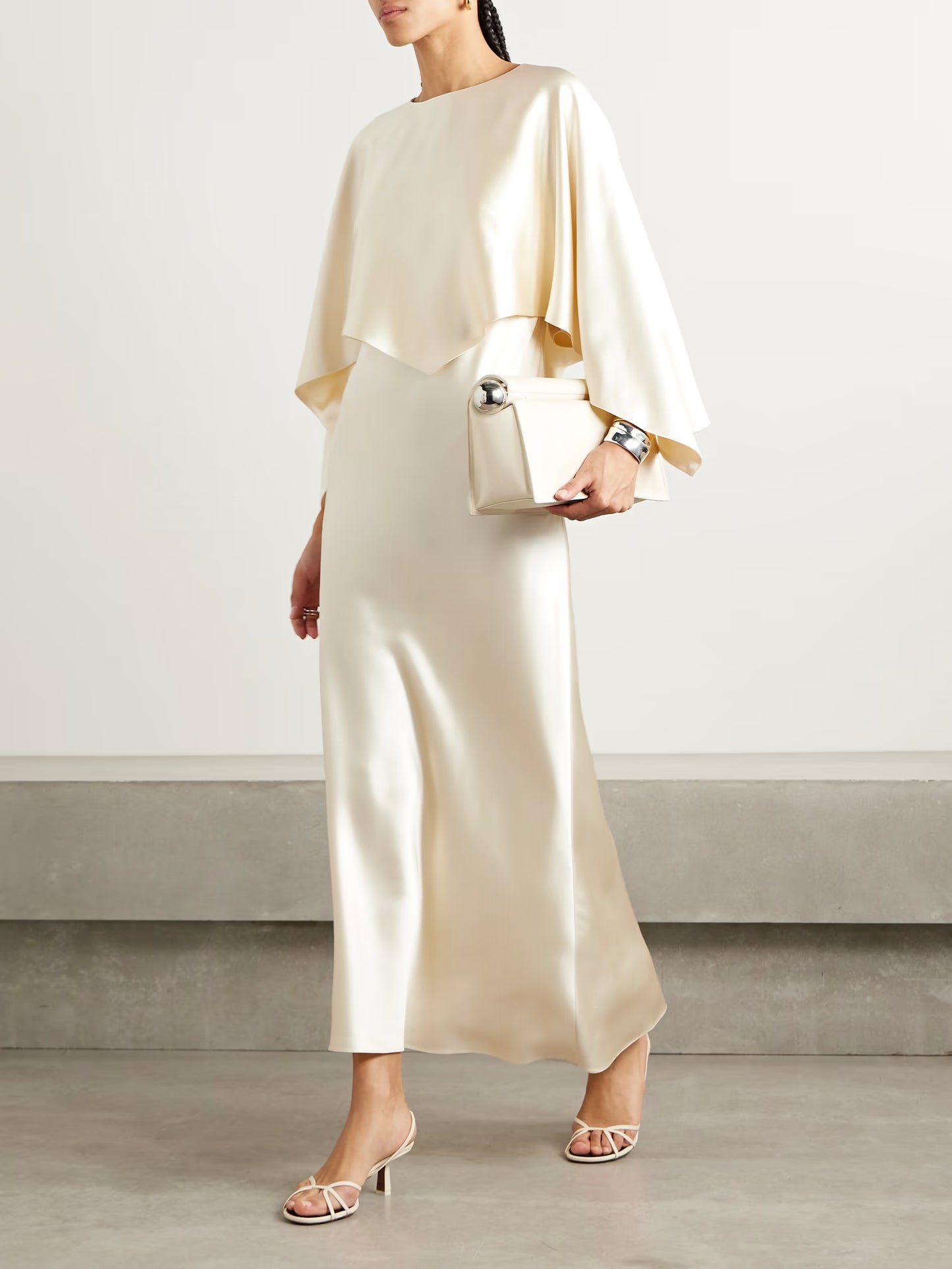 Larys Layered Asymmetric Cape-effect Silk-charmeuse Maxi Dress
