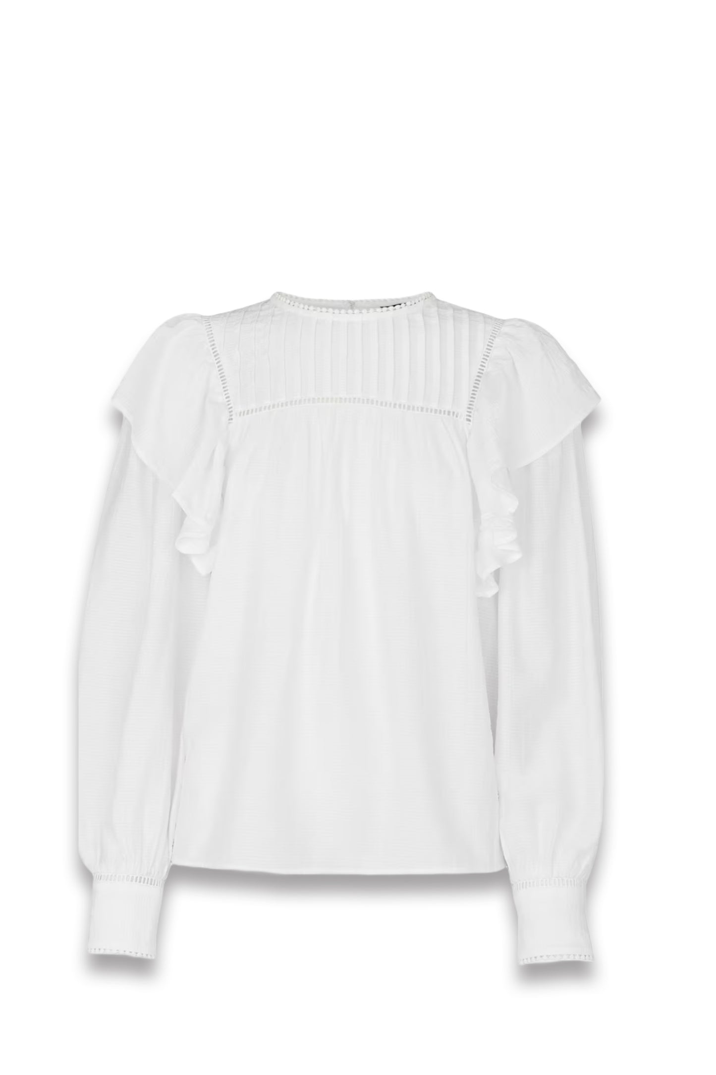 White Johanna Textured Frill Blouse
