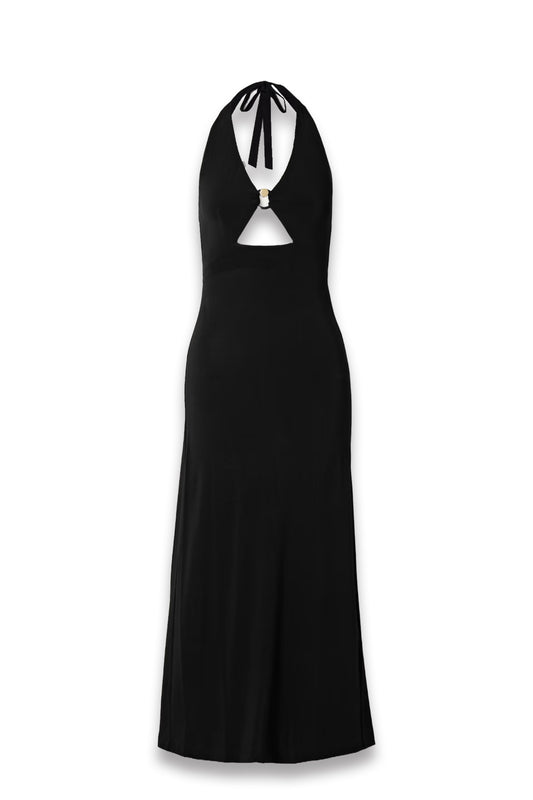 Ghiotto Embellished Cutout Stretch-Jersey Halterneck Maxi Dress