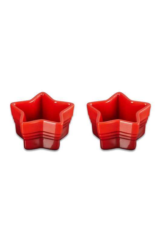 Le Creuset Stoneware Star Ramekins, Set of 2, Cerise
