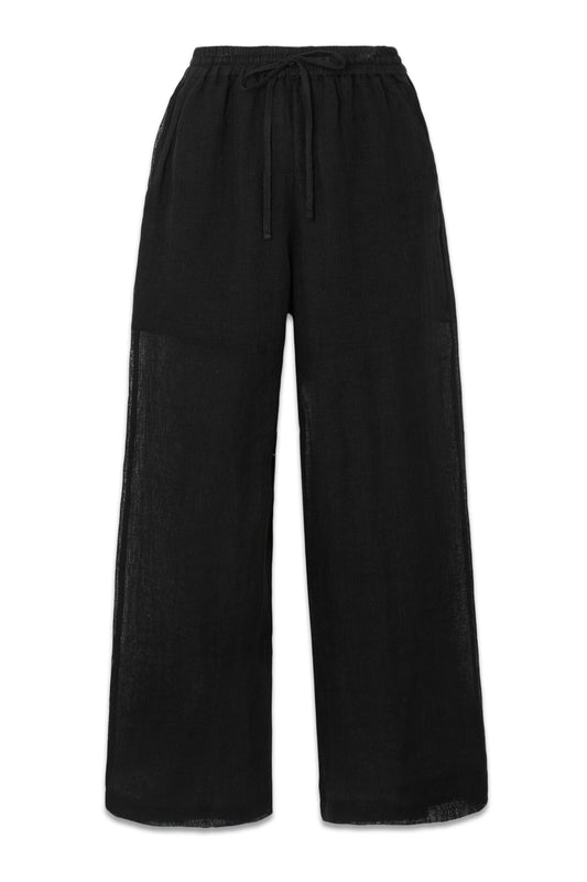 Yaffa Linen Straight-Leg Pants