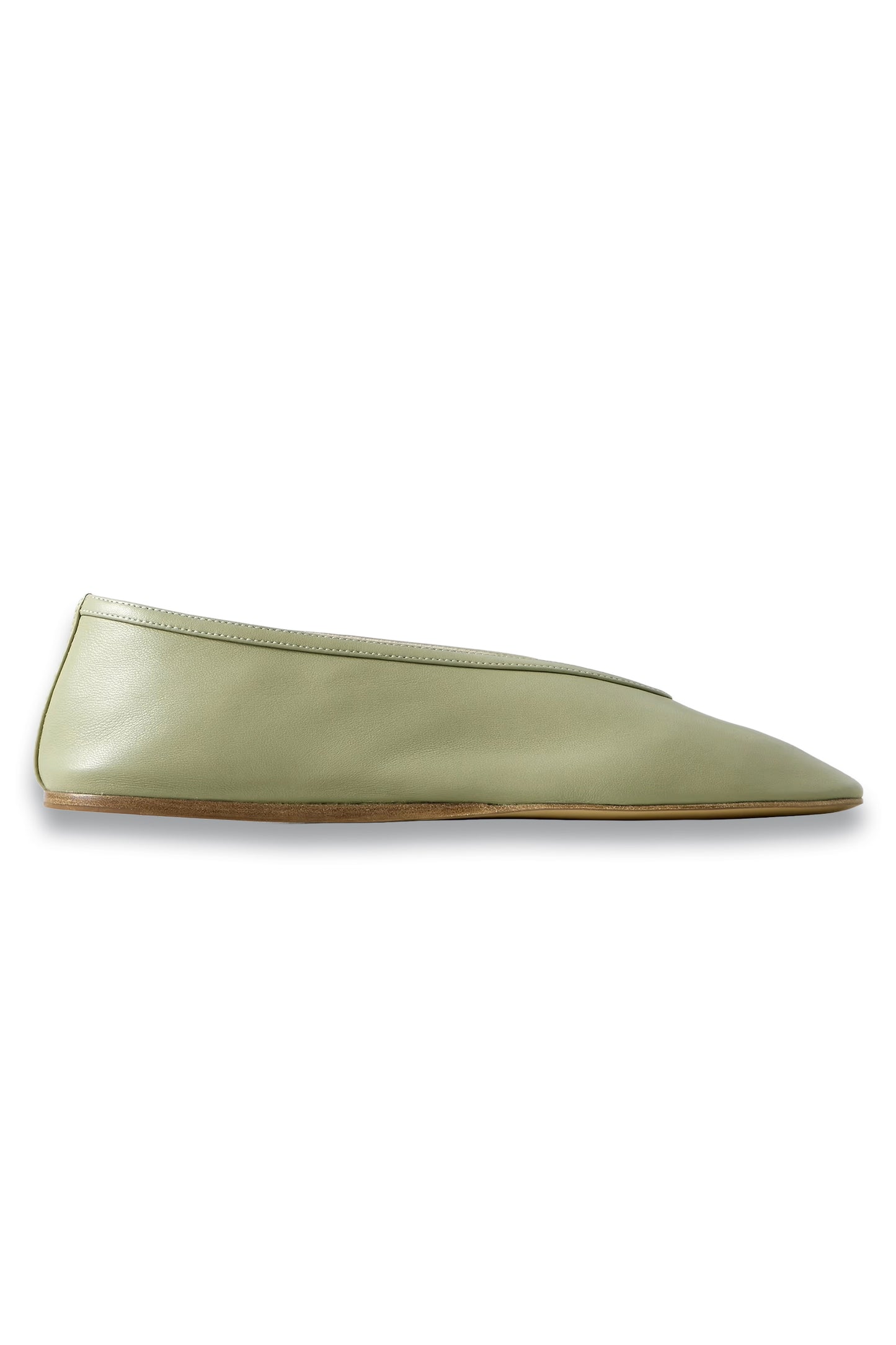 Green Luna Leather Ballet Flats