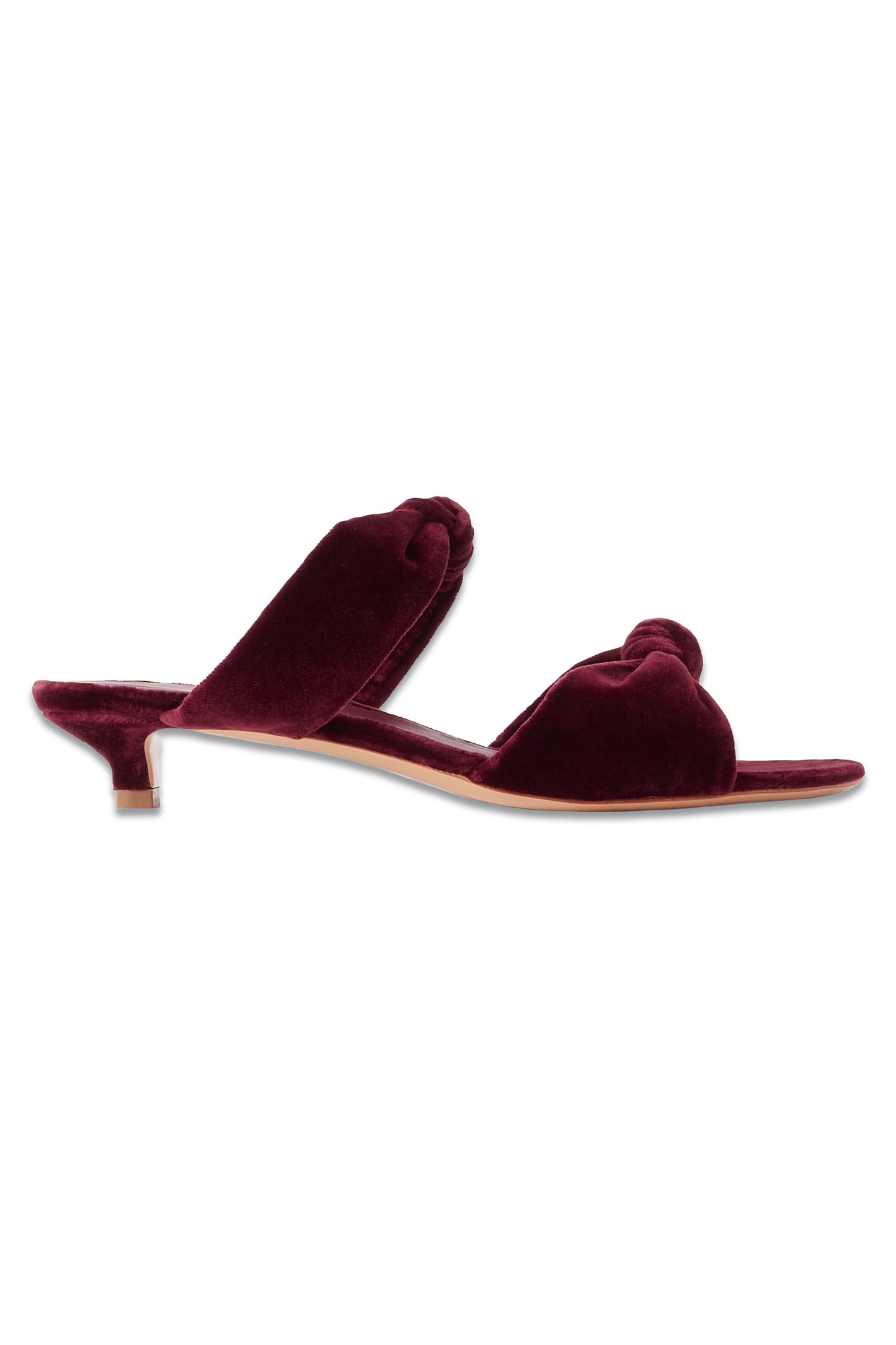 Burgundy Knot Velvet Mules