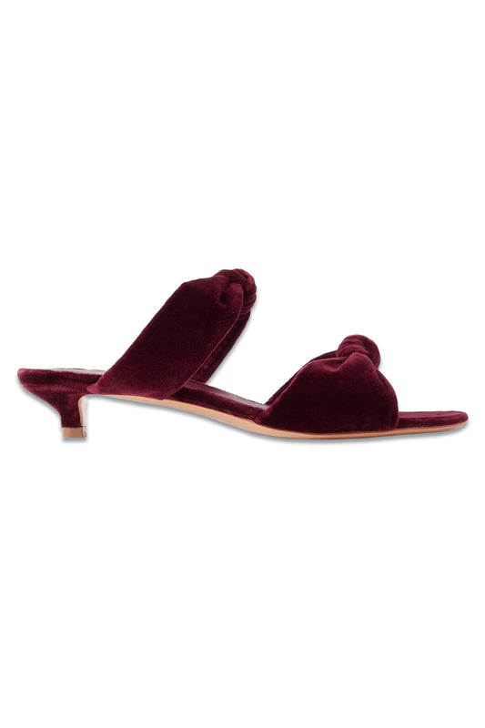 Burgundy Knot Velvet Mules