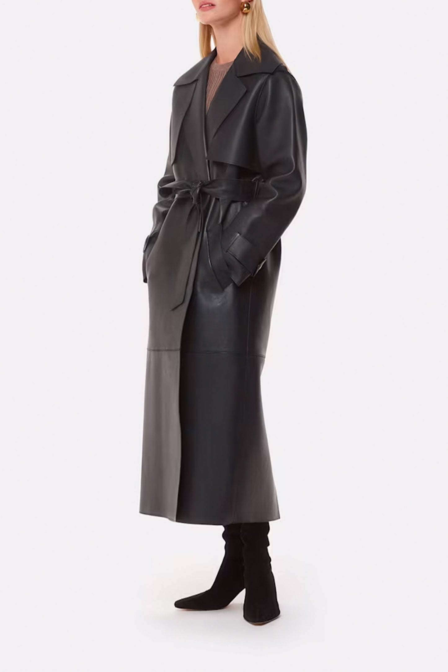 Black Faye Clean Bonded Trench Coat