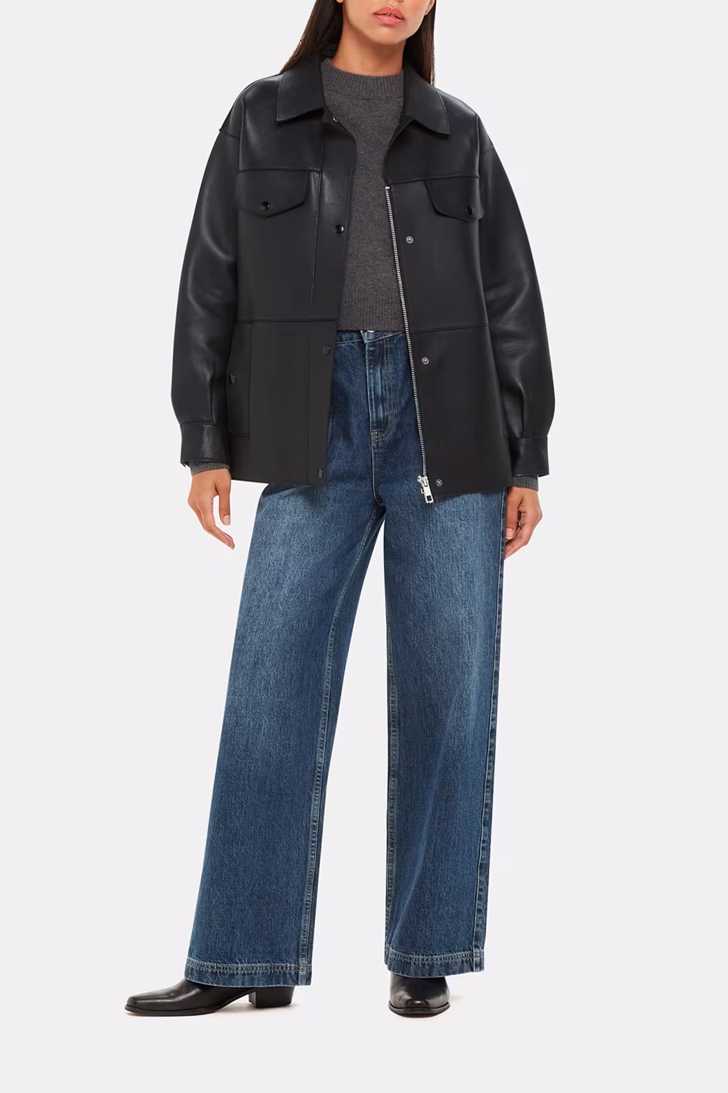 Black Clean Bonded Leather Jacket