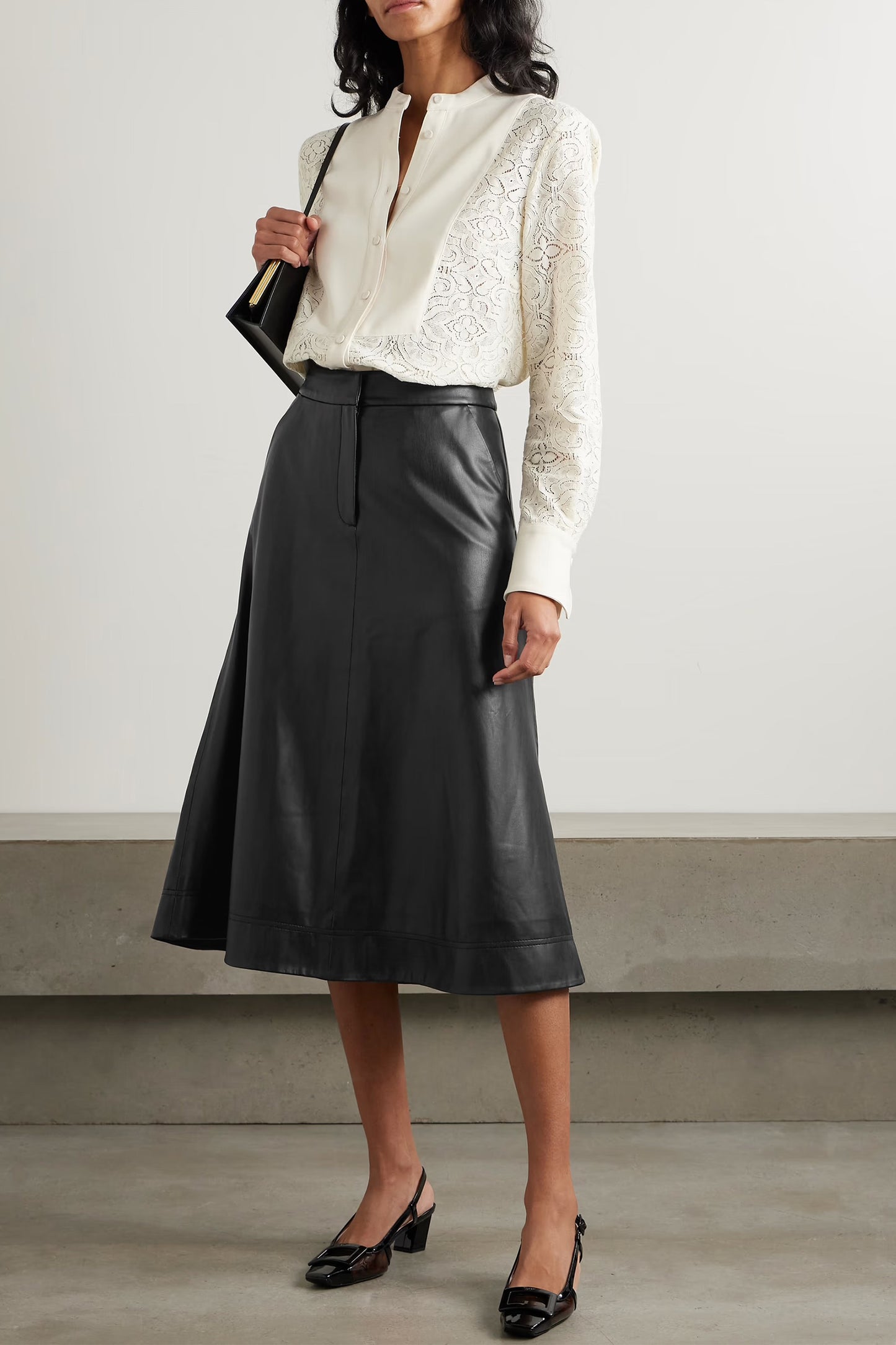 Louise Faux Leather Midi Skirt