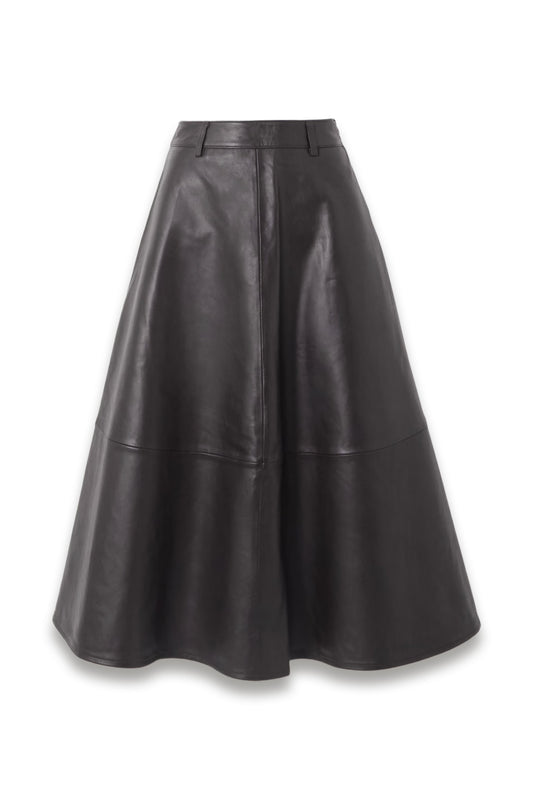 Savil Paneled Leather Midi Skirt