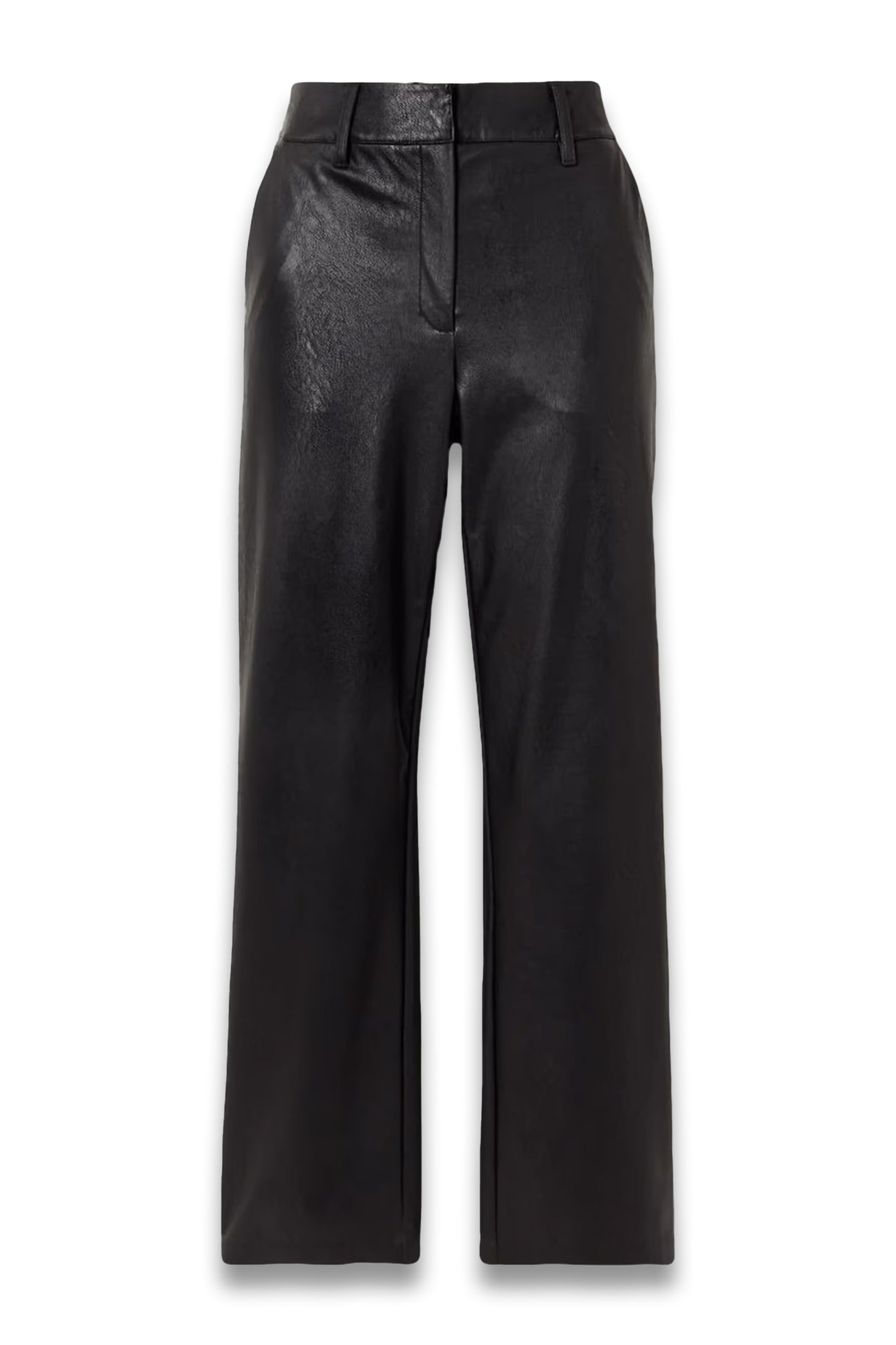 Faux stretch-leather straight-leg pants