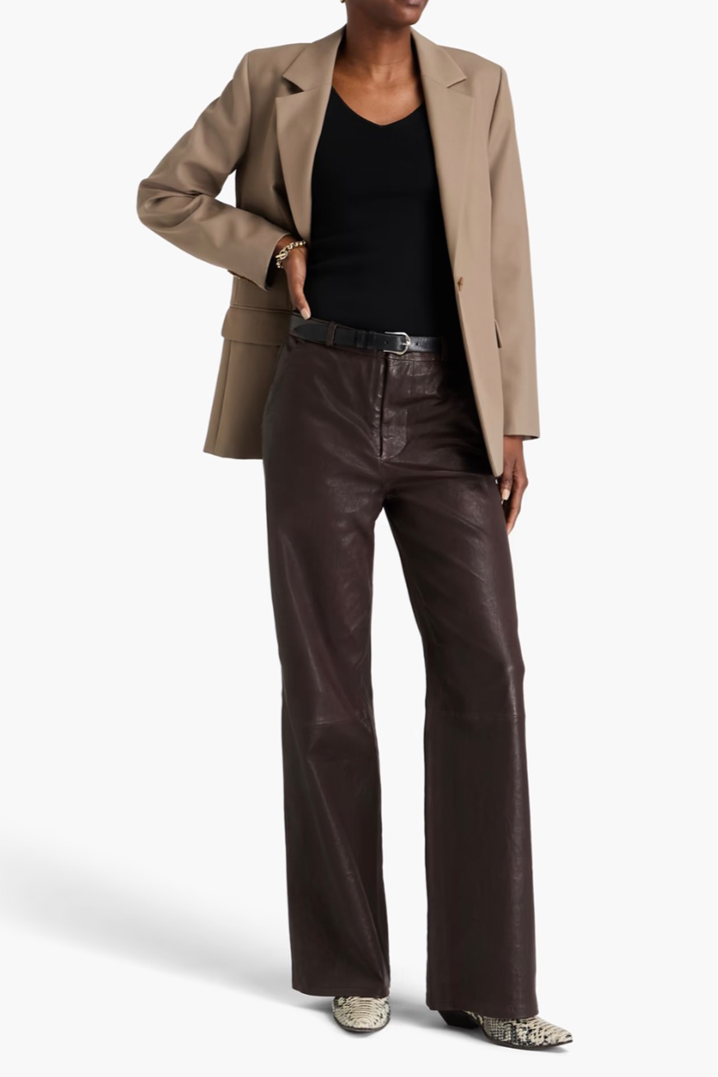 Leather straight-leg Pants