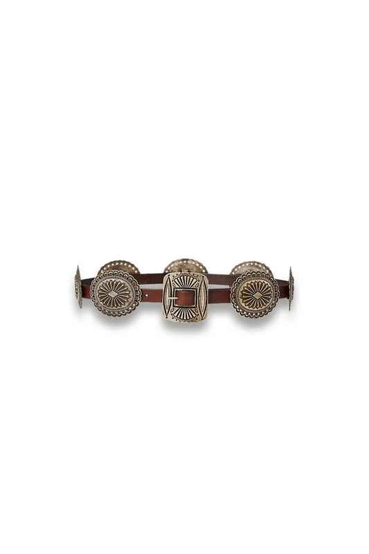 Metal-Accent Leather Belt
