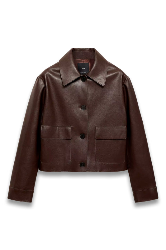Sabina Faux Leather Jacket, Brown