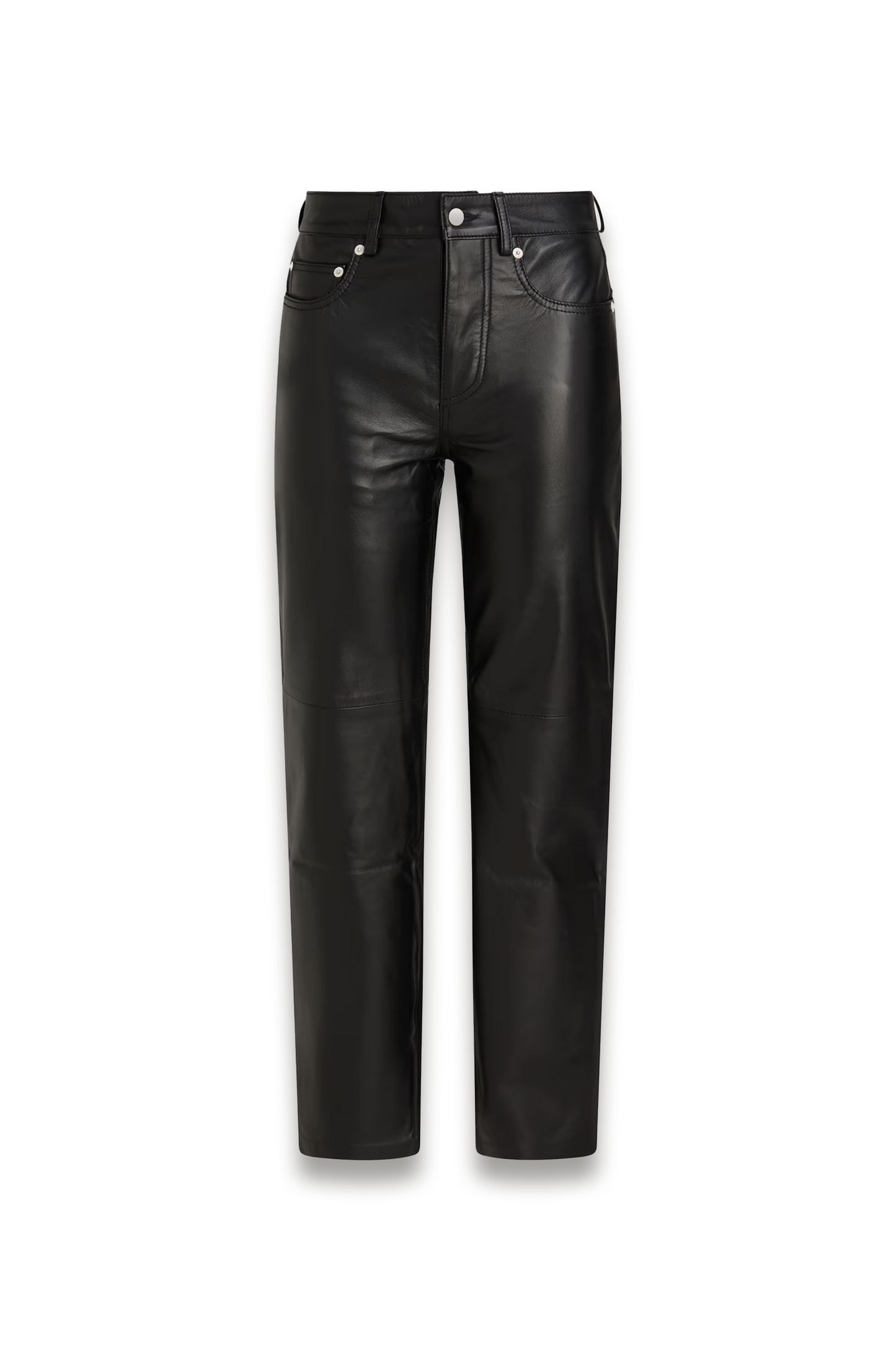 Leather Straight-leg Pants