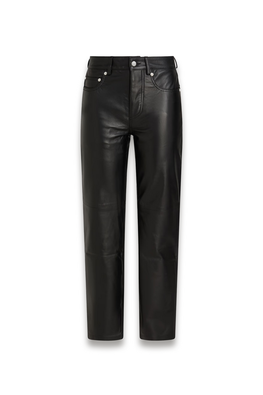 Leather Straight-leg Pants