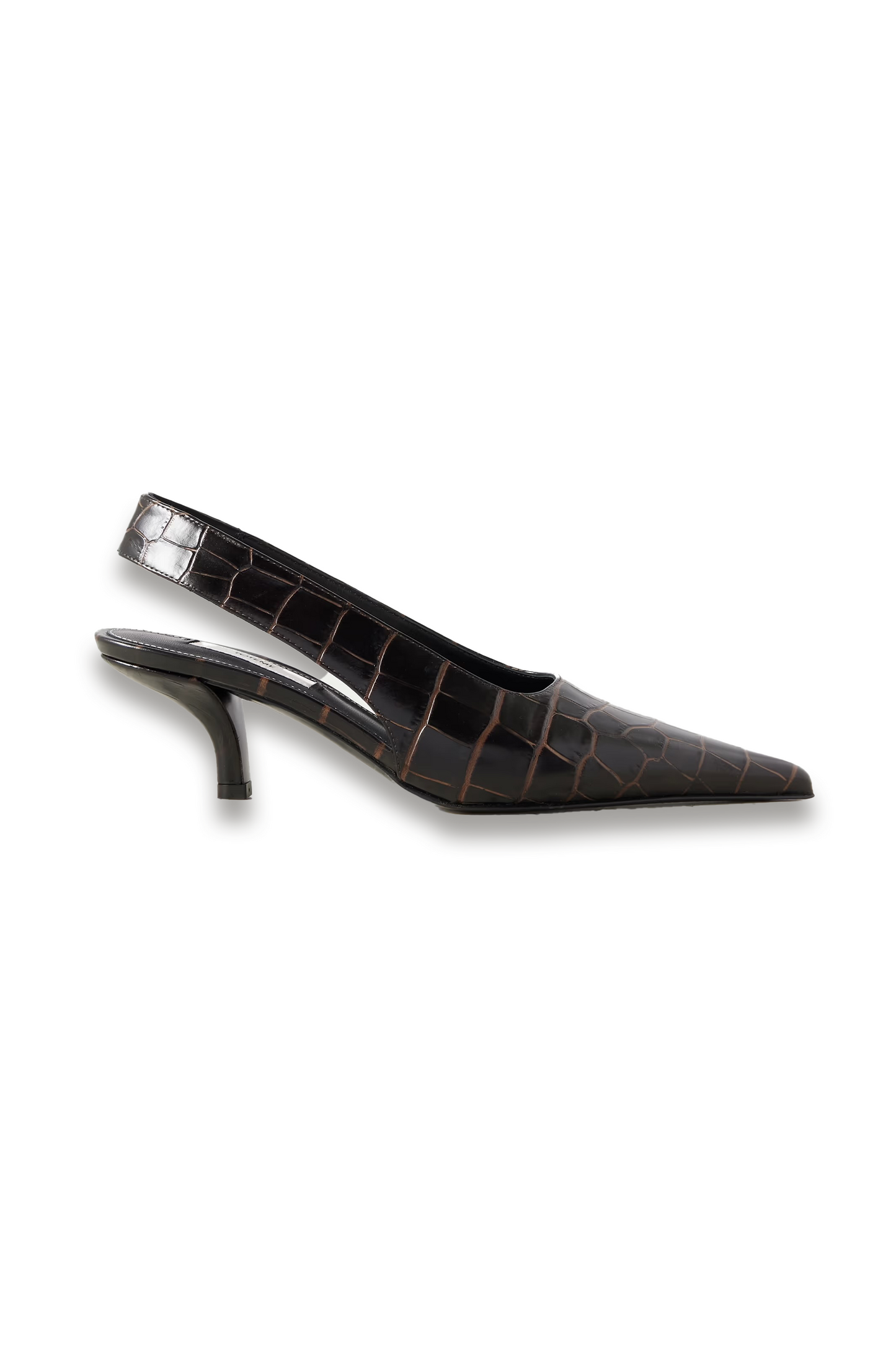 Croc-effect Leather Slingback Pumps
