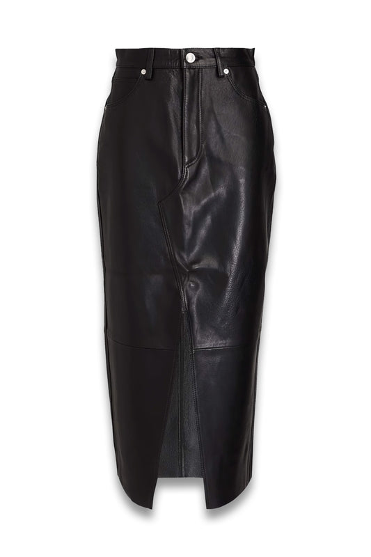 Leather midi pencil skirt