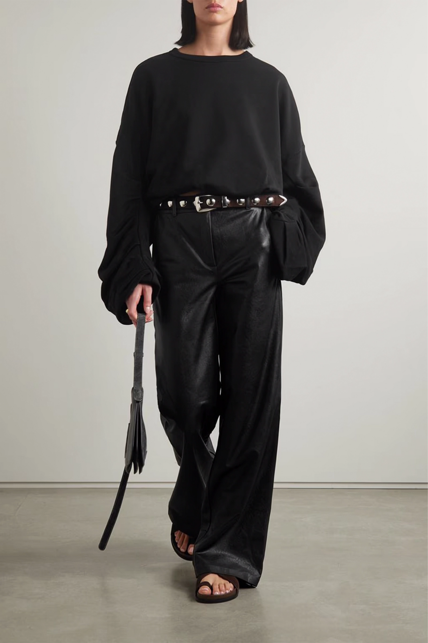 Faux Leather Wide-leg Pants