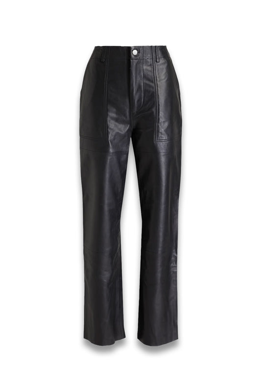 Presley Leather Straight-Leg Pants