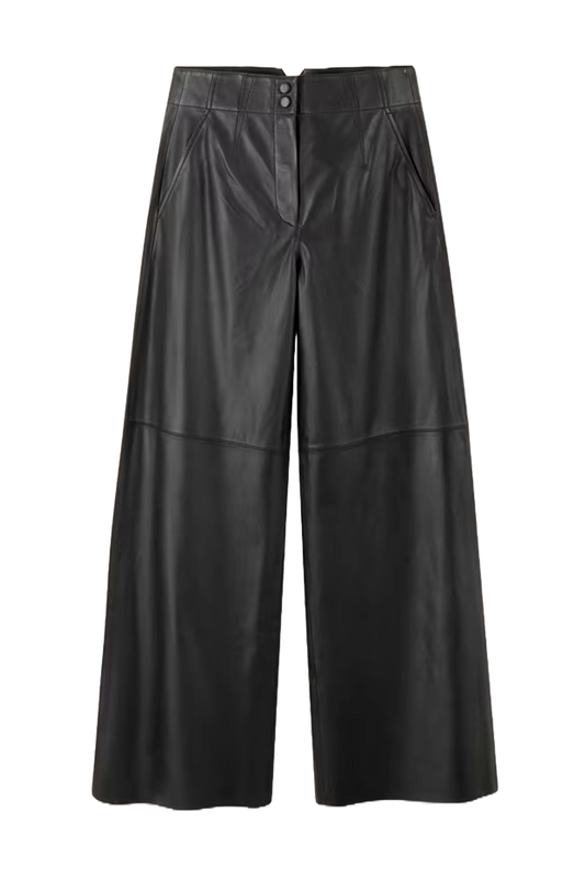 Ultra-Soft Leather Wide-Leg Trouser