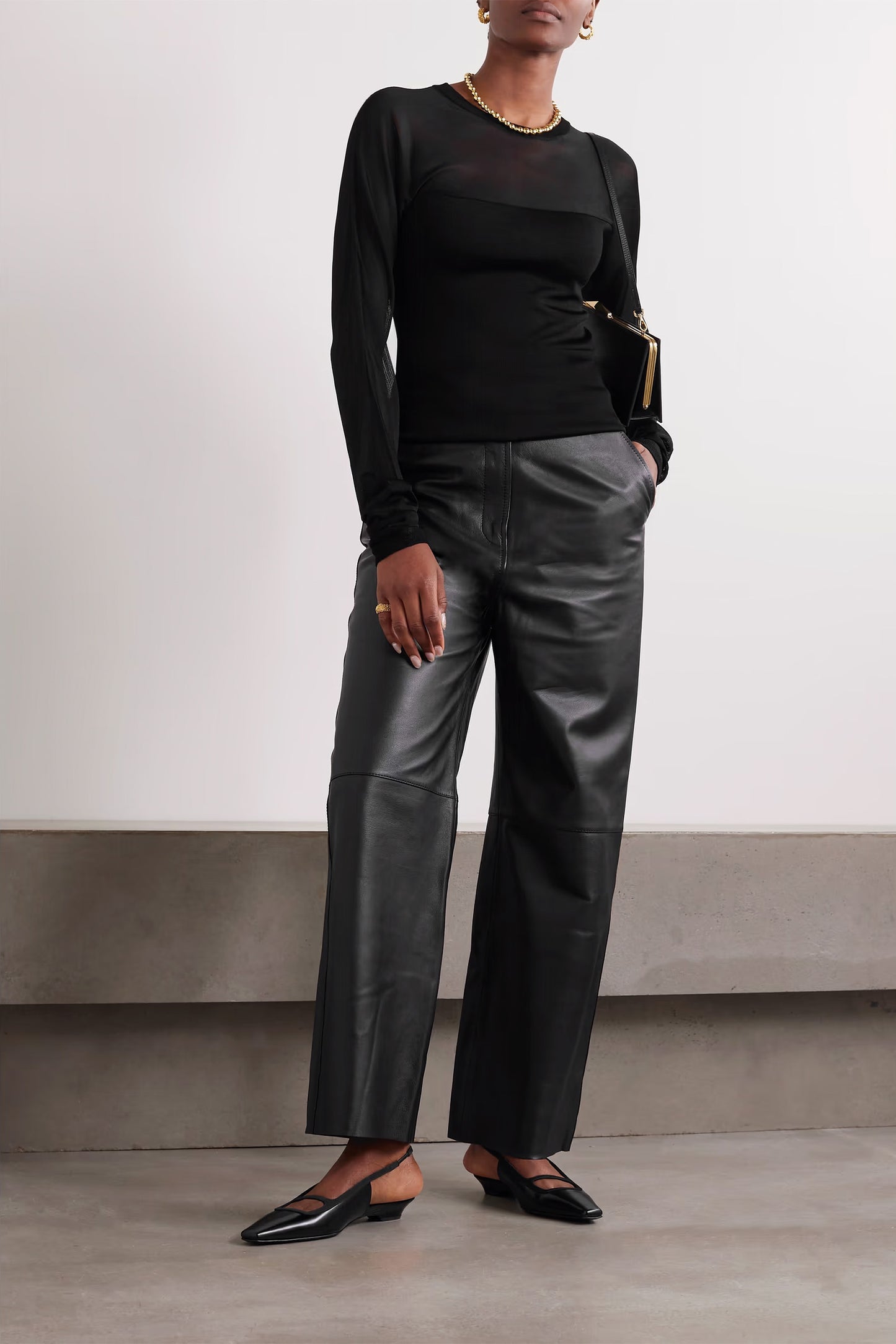 + NET SUSTAIN paneled leather wide-leg pants