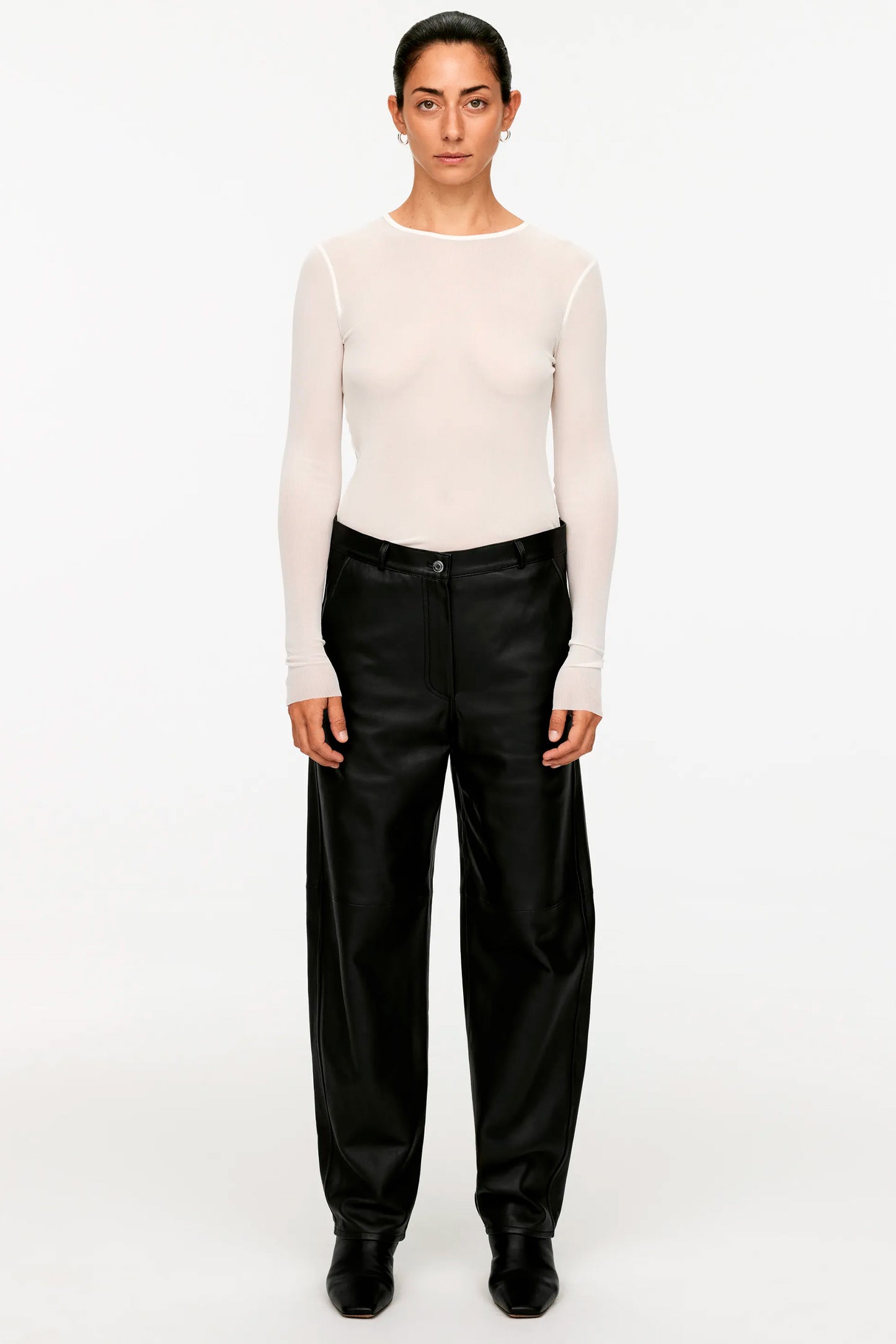 Relaxed Leather Trousers Black
