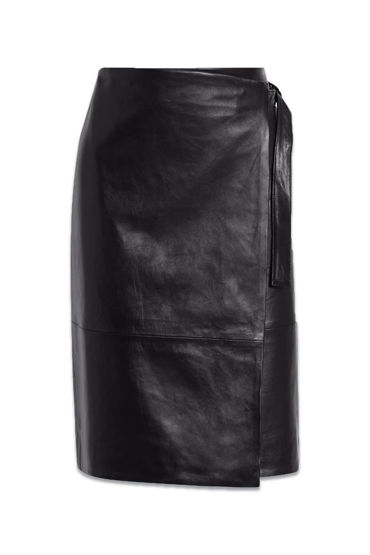 Joline Leather Wrap Skirt