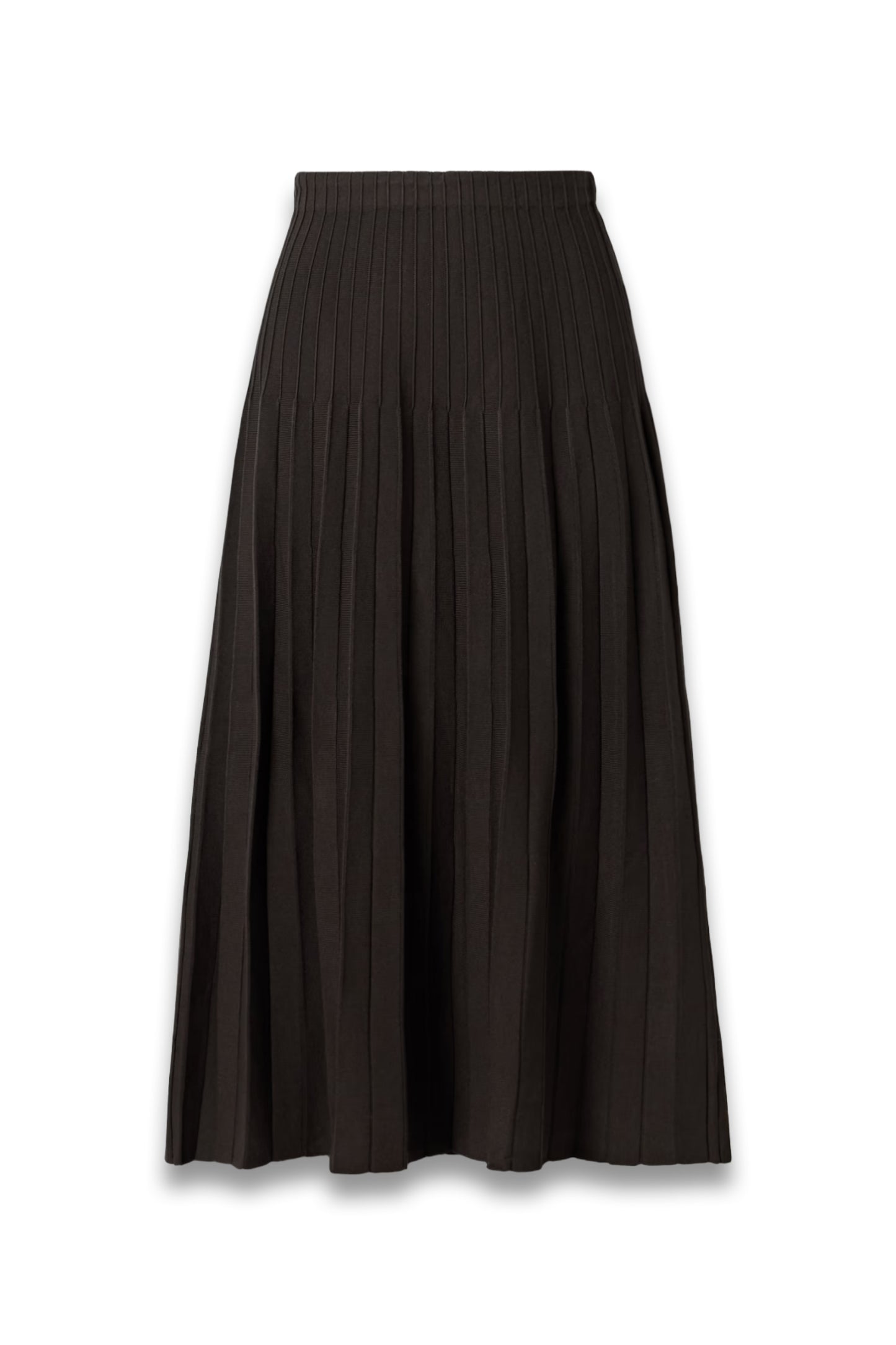 Lena Pleated Ribbed-Knit Midi Skirt