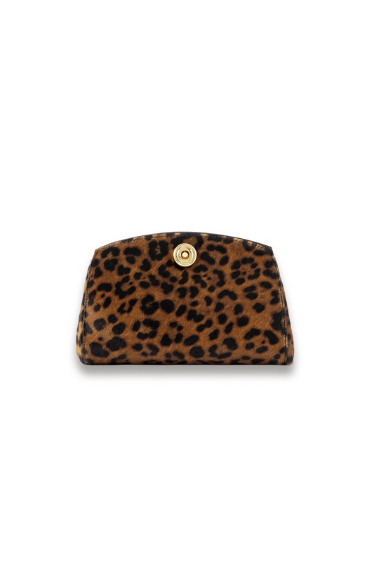 Leopard-print Calf-hair Clutch