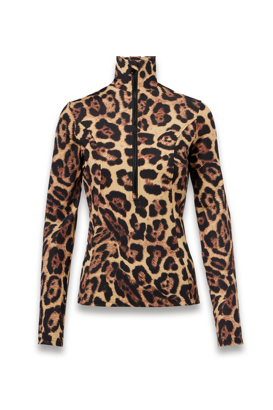 Leona Leopard-print Half-zip Ski Top