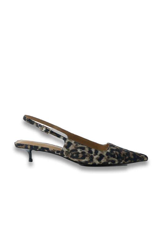 Leopard Print Slingback Kitten Heels