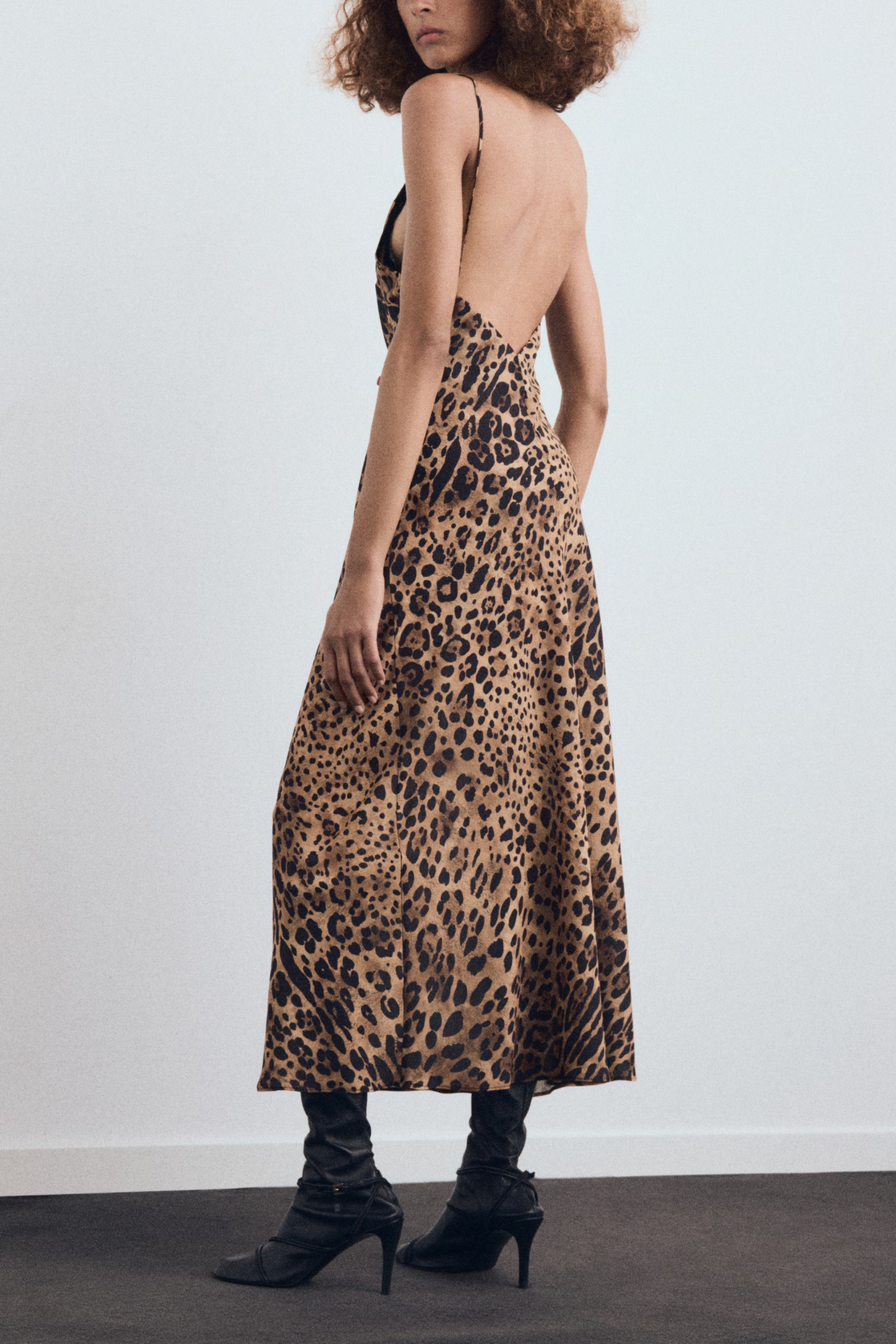 Leopard-print Open-back Dress