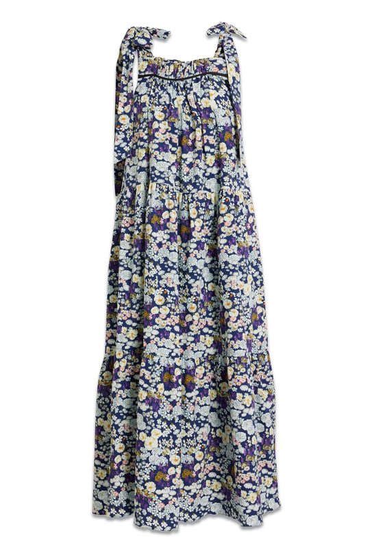 Tiered Floral-print Silk-satin Midi Dress