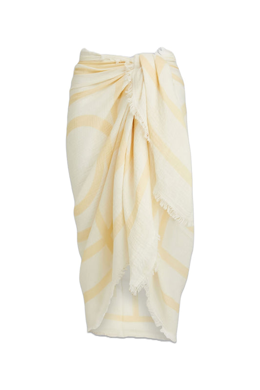 Fringed Printed Cotton-Cloqué Pareo