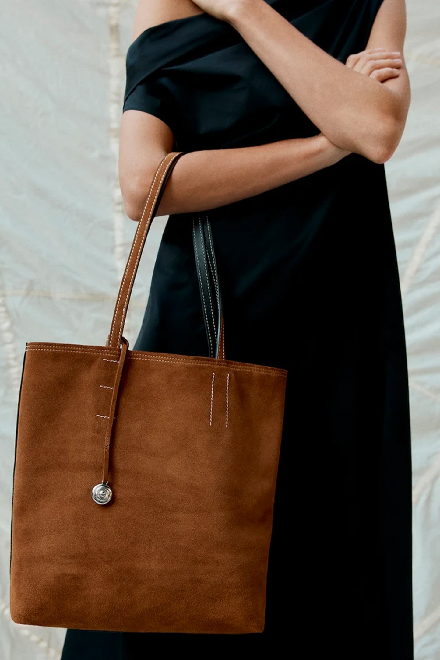Paper Tote Saddle Brown Suede