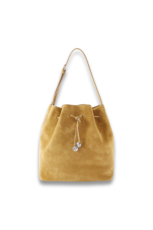 Charm Suede Drawstring Shoulder Bag