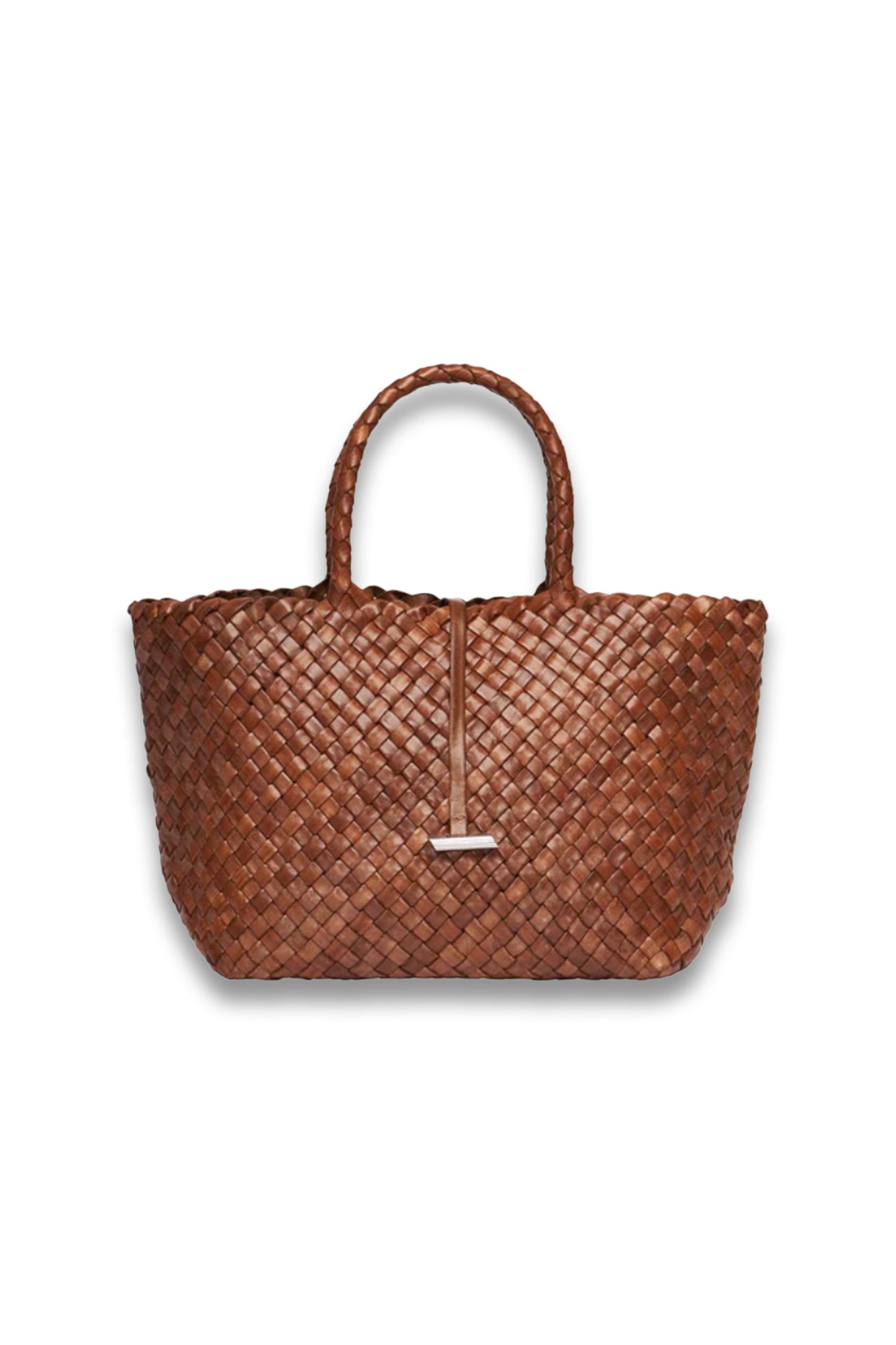 Midi Leather Basket Light Brown