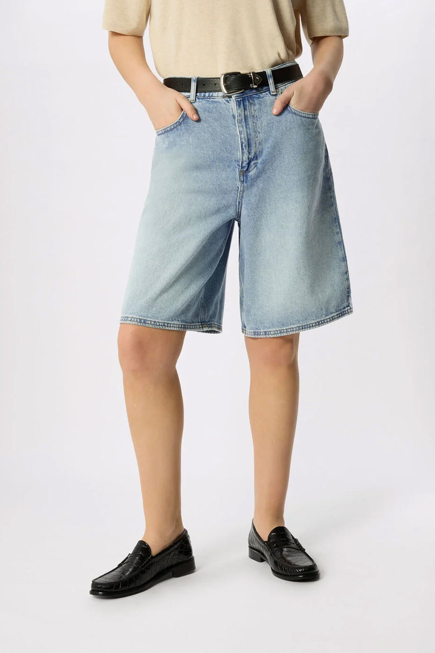 Light Wash Authentic Knee Length Short