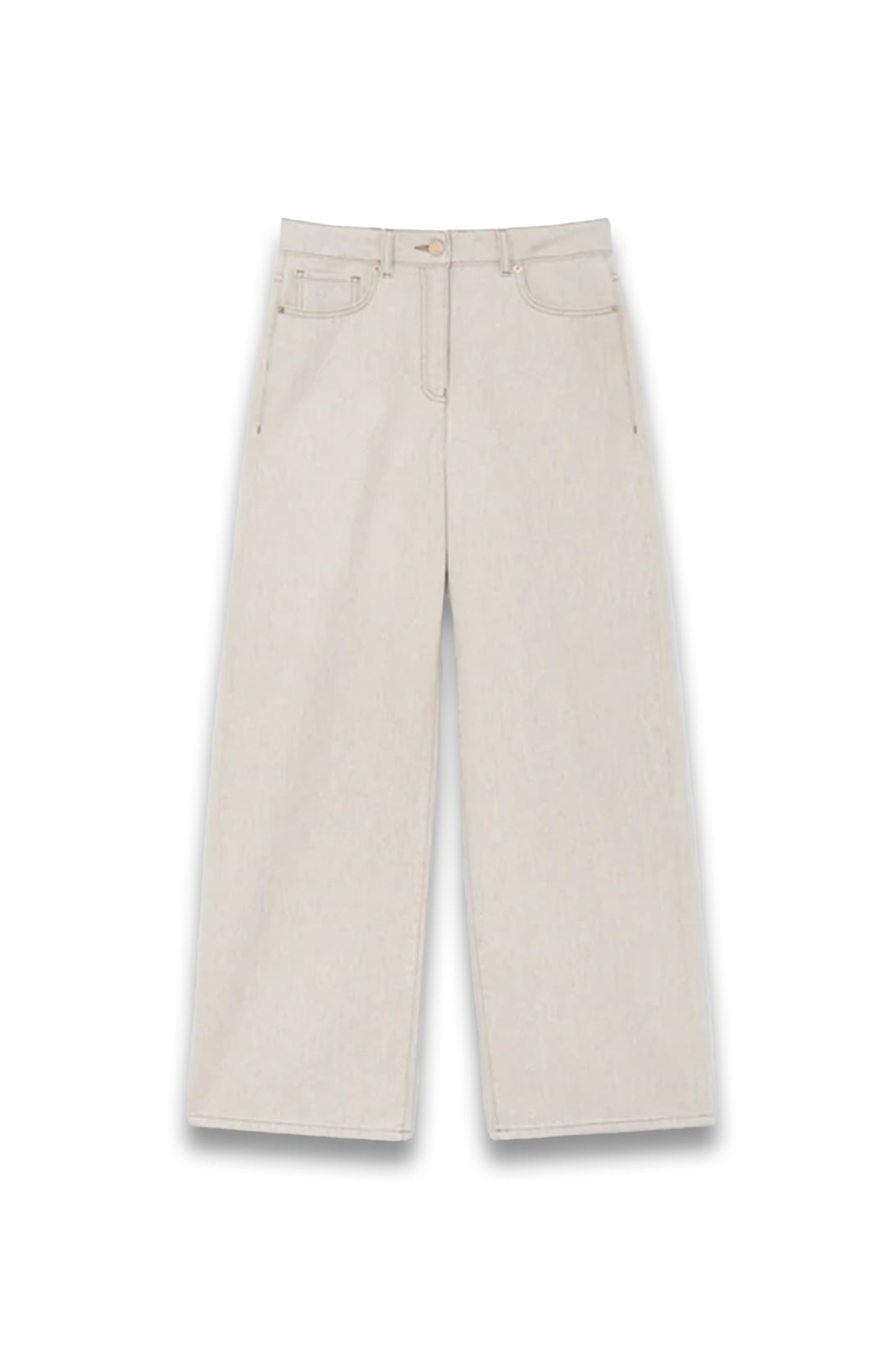 Wide-Leg Jeans with Hemp in Cream