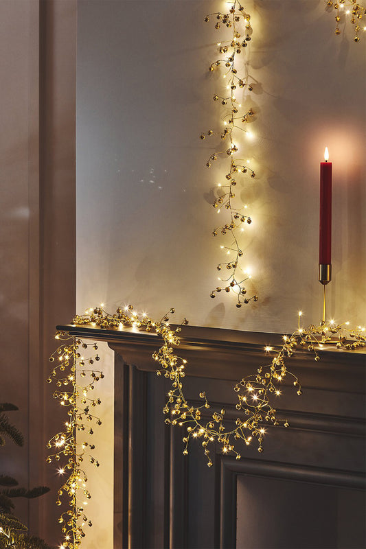 Golden Bell Christmas Garland String Lights