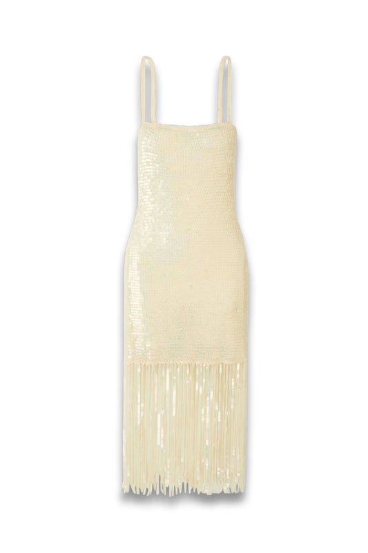Nalu Fringed Sequined Knitted Mini Dress