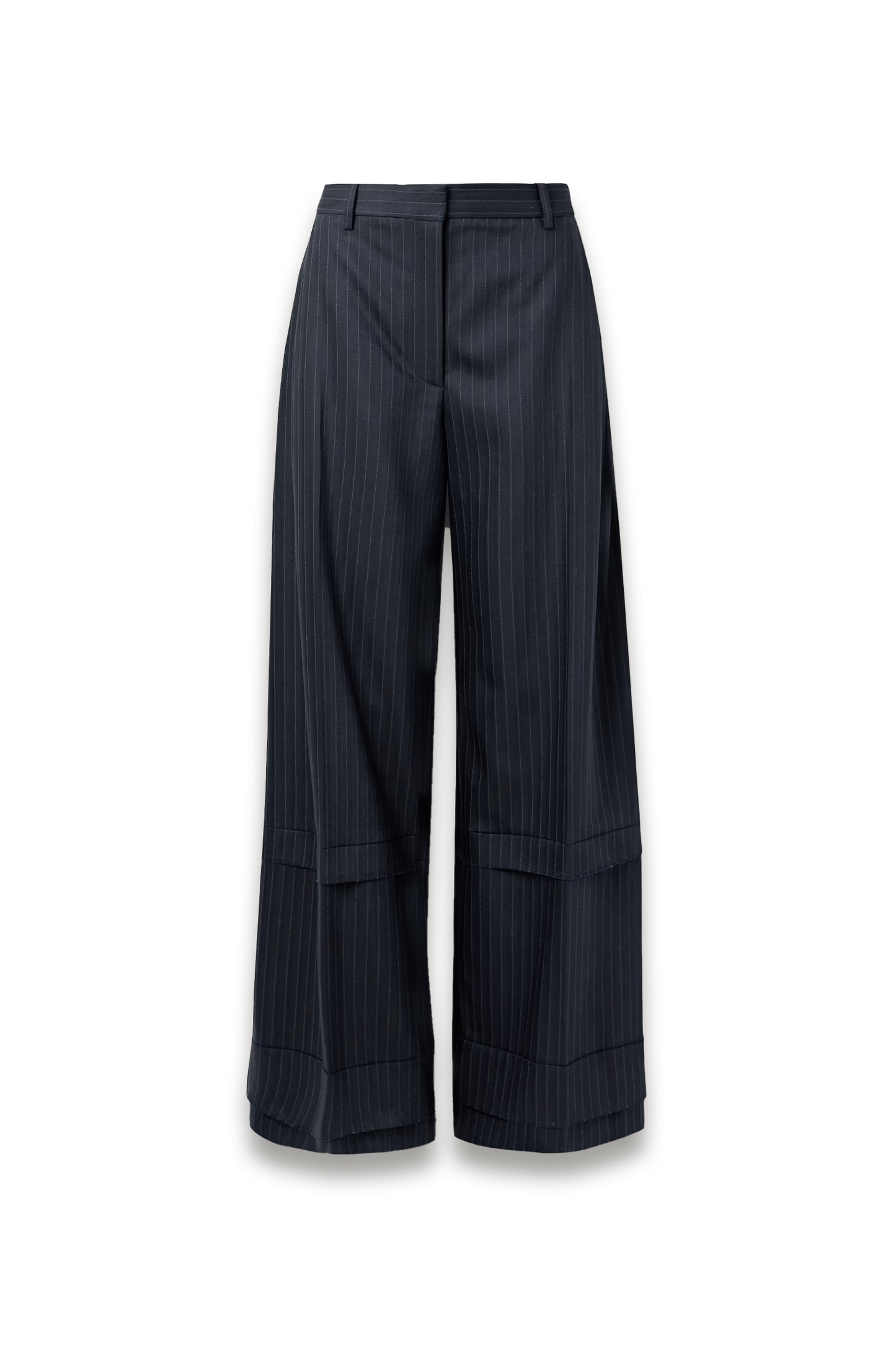 Linden Tiered Pinstriped Herringbone Twill Wide-leg Pants