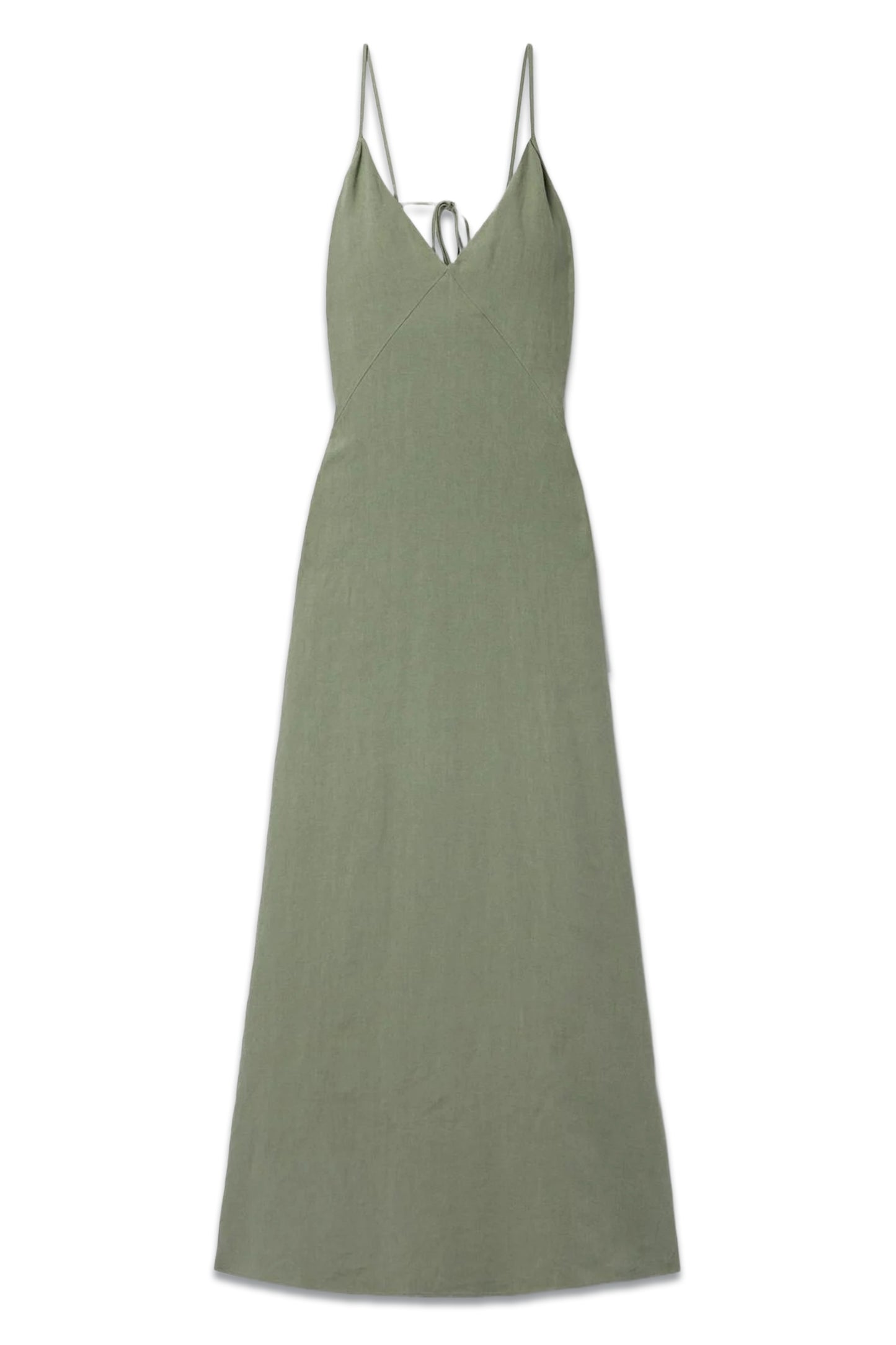 Plunge-Neck Organic-Linen Maxi Dress