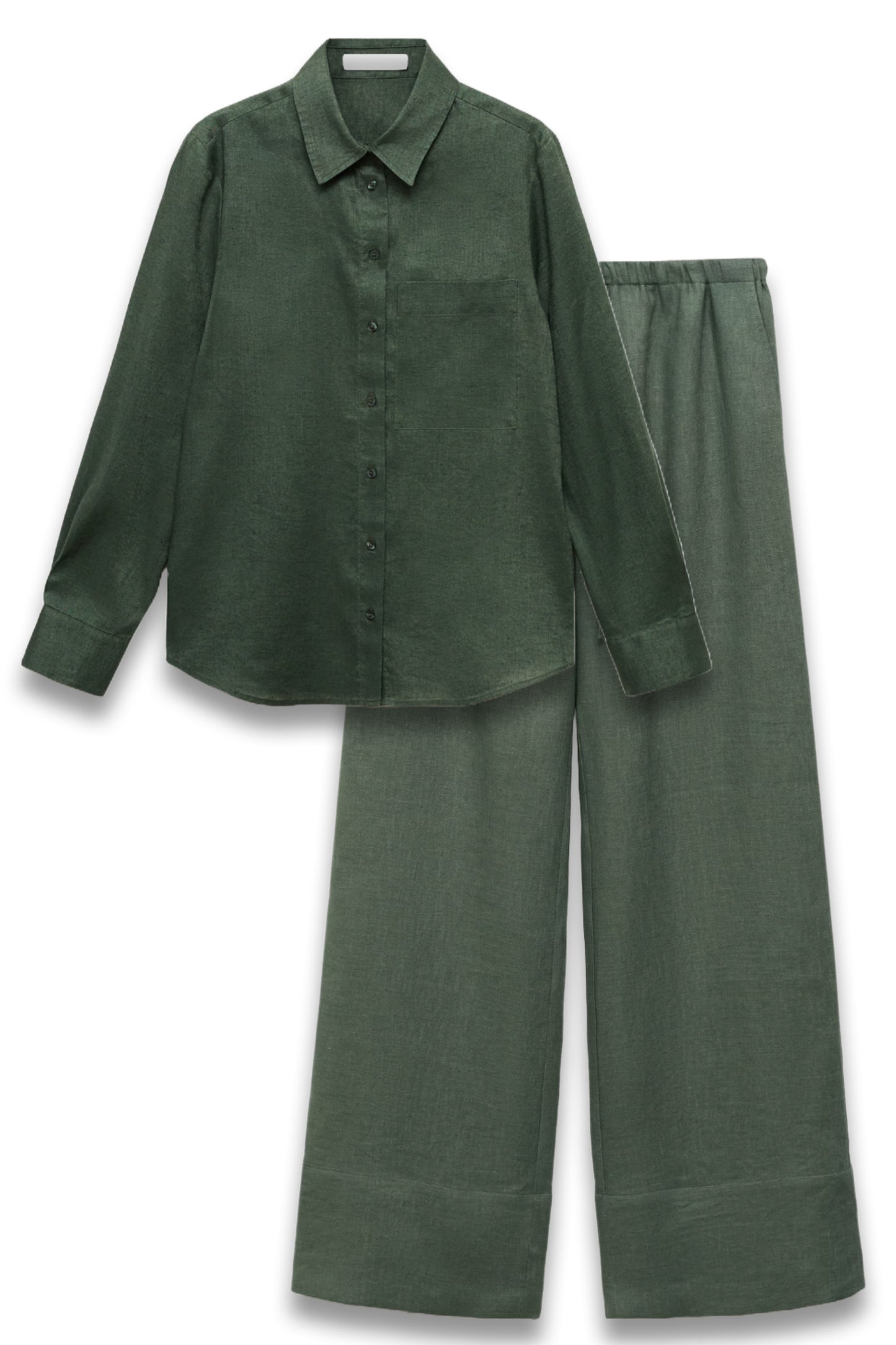 Pocket Linen Shirt & Straight Linen-blend Trousers Set