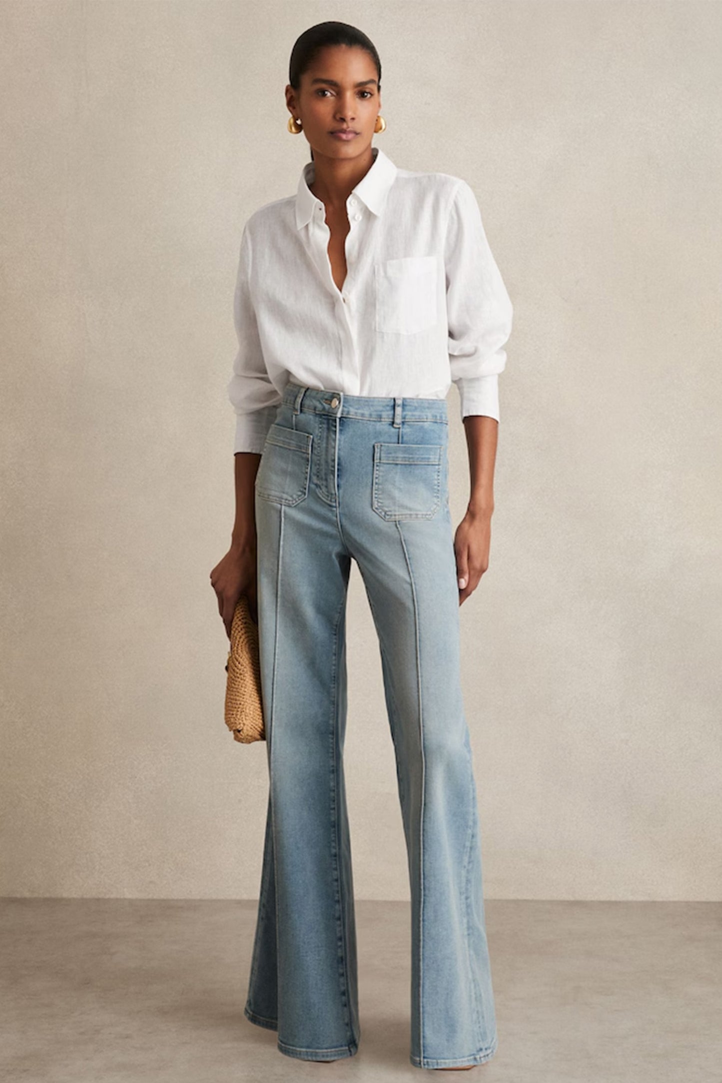 Linen Button-Through Shirt in White