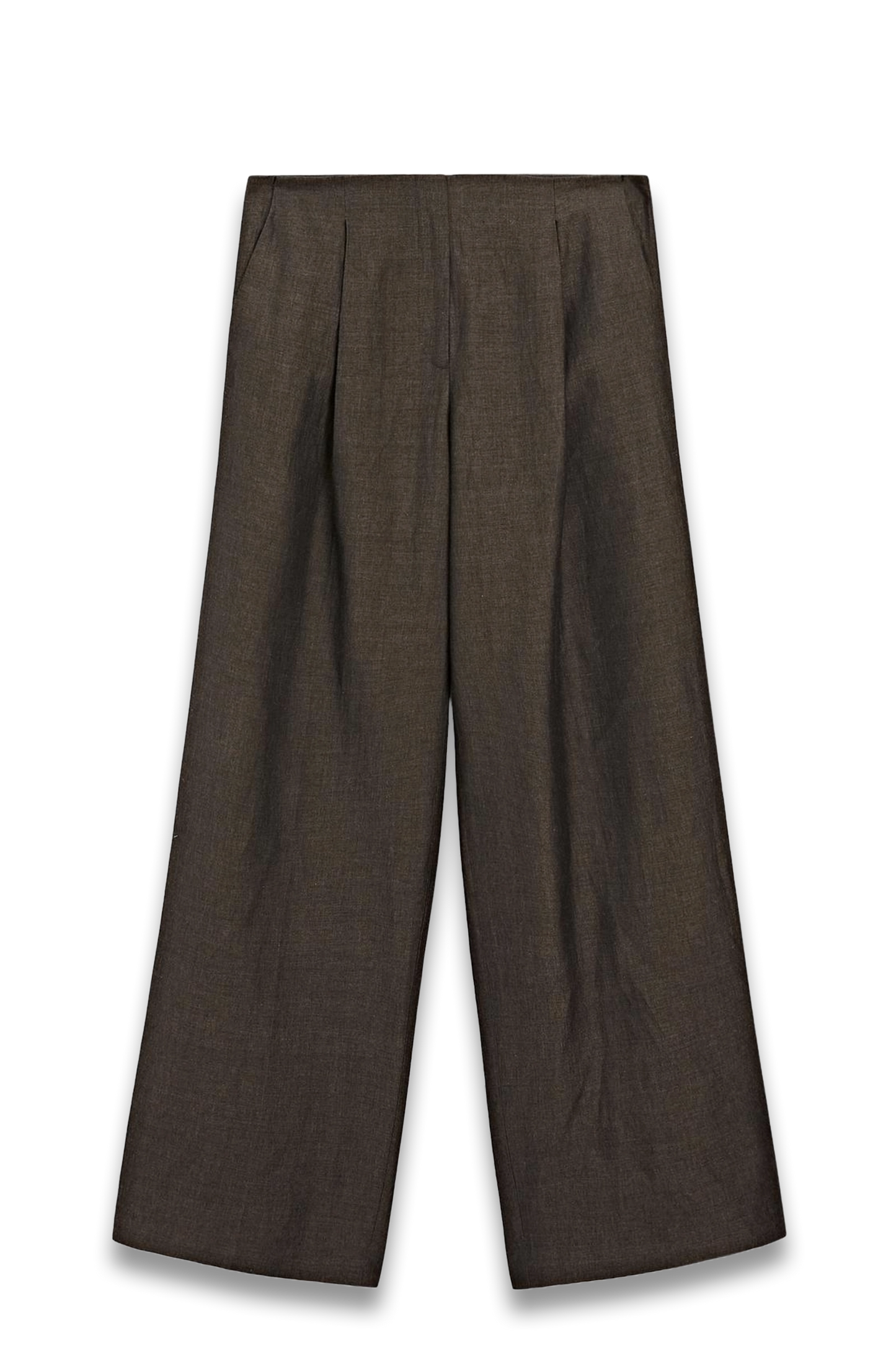 Flowing Linen Blend Trousers With Pleats