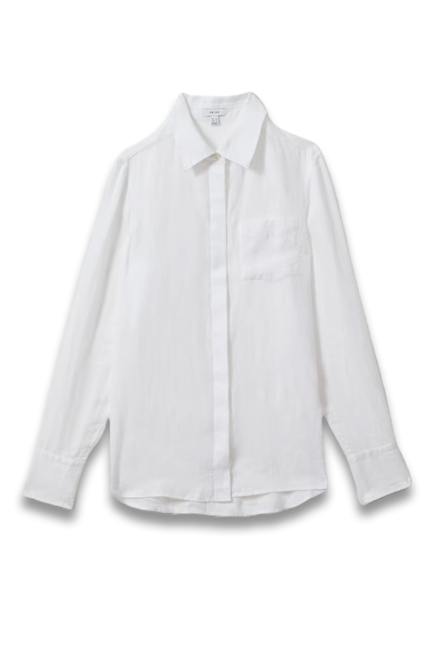 Linen Button-Through Shirt in White