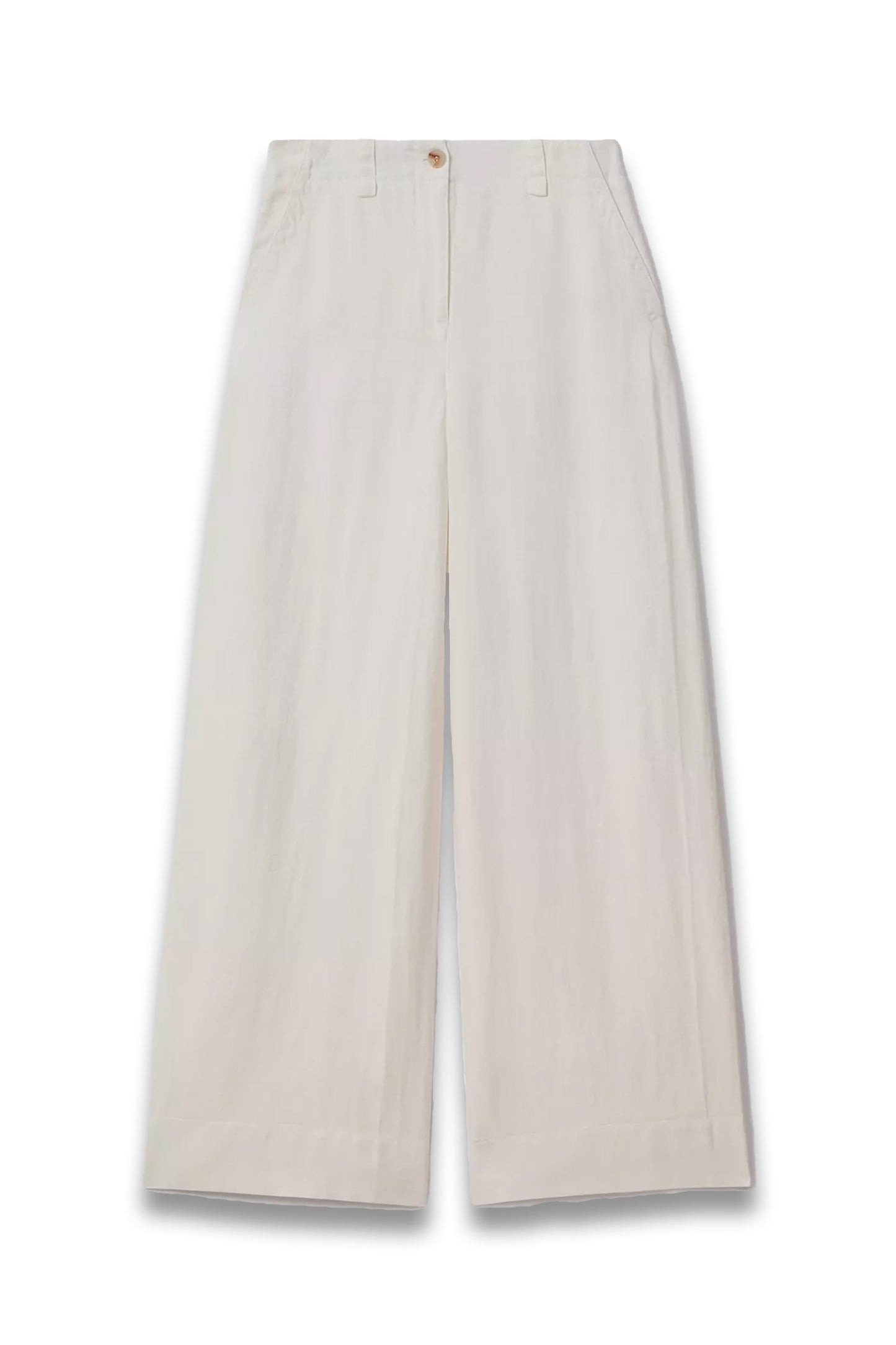 Demi Garment Dye Linen Wide Leg Trousers, White