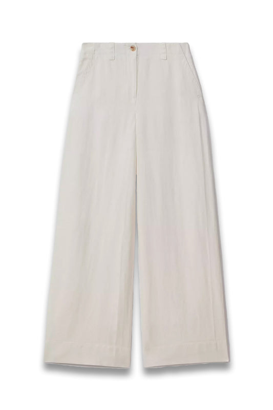 Demi Garment Dye Linen Wide Leg Trousers, White